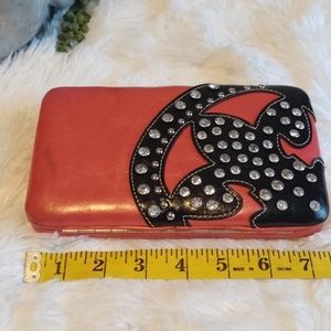 Dark Pink Pearl Fleur de lis wallet